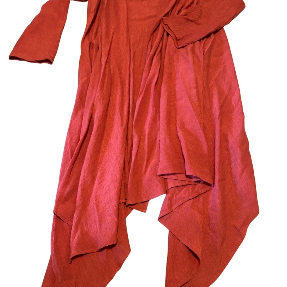Burnt Orange Long Line Duster Cardigan Biho Cottagecore Layering Plus Size 2X - Picture 2 of 5